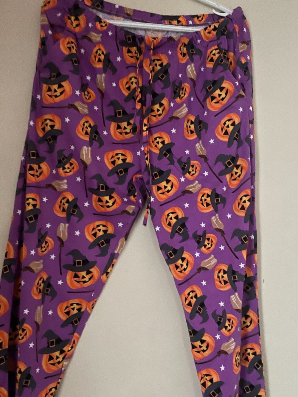 Purple Pumpkin Witch Print Pajama Bottoms